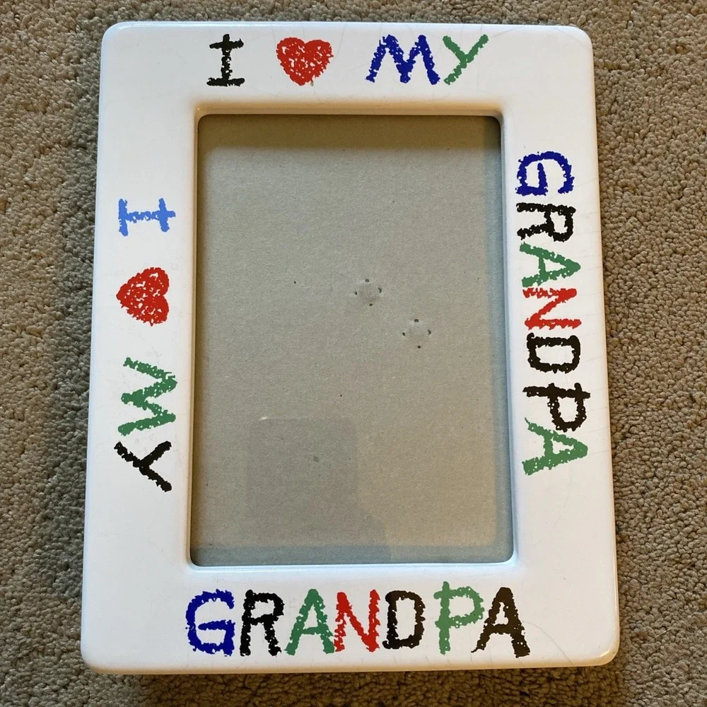 VINTAGE CERAMIC COLORFUL I LOVE MY GRANDPA 5x7 PICTURE FRAME